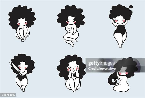 cream - curly hair woman stock illustrations