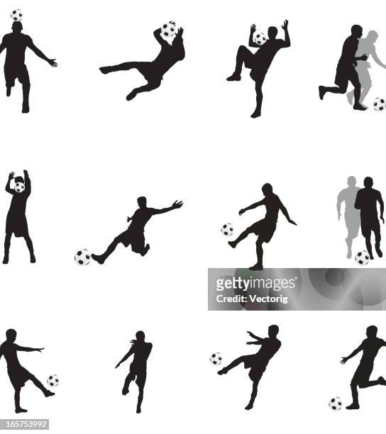 soccer player silhouette - heading the ball 幅插畫檔、美工圖案、卡通及圖標