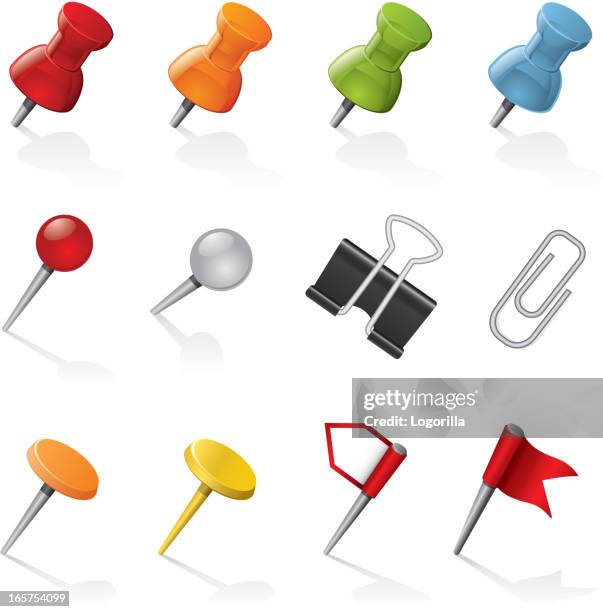 pins und clips - arrangieren stock-grafiken, -clipart, -cartoons und -symbole