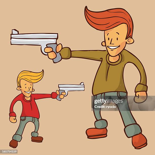 simple vector guy with gun - 44 magnum stock illustrations