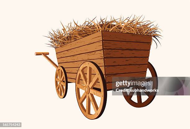 ilustraciones, imágenes clip art, dibujos animados e iconos de stock de heno wagon - ox cart