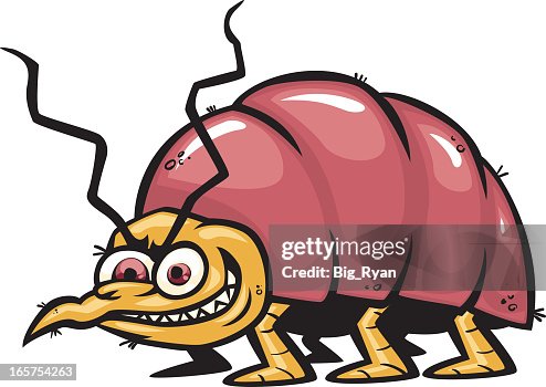 Cartoon bed bug with evil face Cartoon bed bug with evil face
