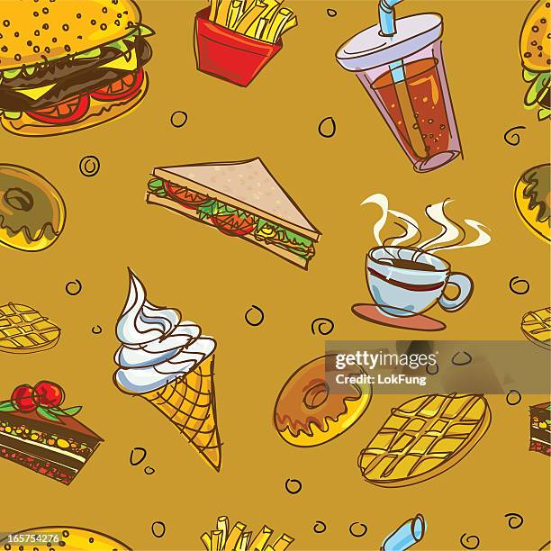 seamless background - fastfood - layer cake stock illustrations