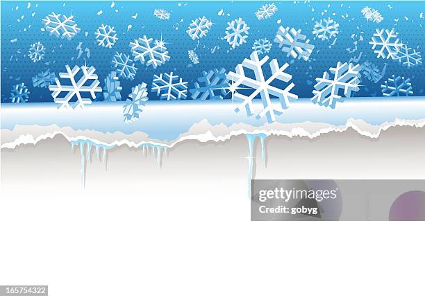 ilustraciones, imágenes clip art, dibujos animados e iconos de stock de papel rasgado, enrulado página de invierno - 3d snow