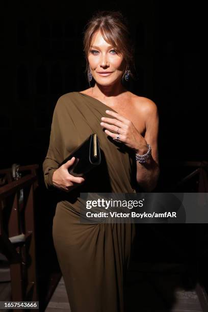 Carla Bruni attends the amfAR Gala Venezia 2023 presented by Mastercard and Red Sea International Film Festival on September 03, 2023 in Venice,...