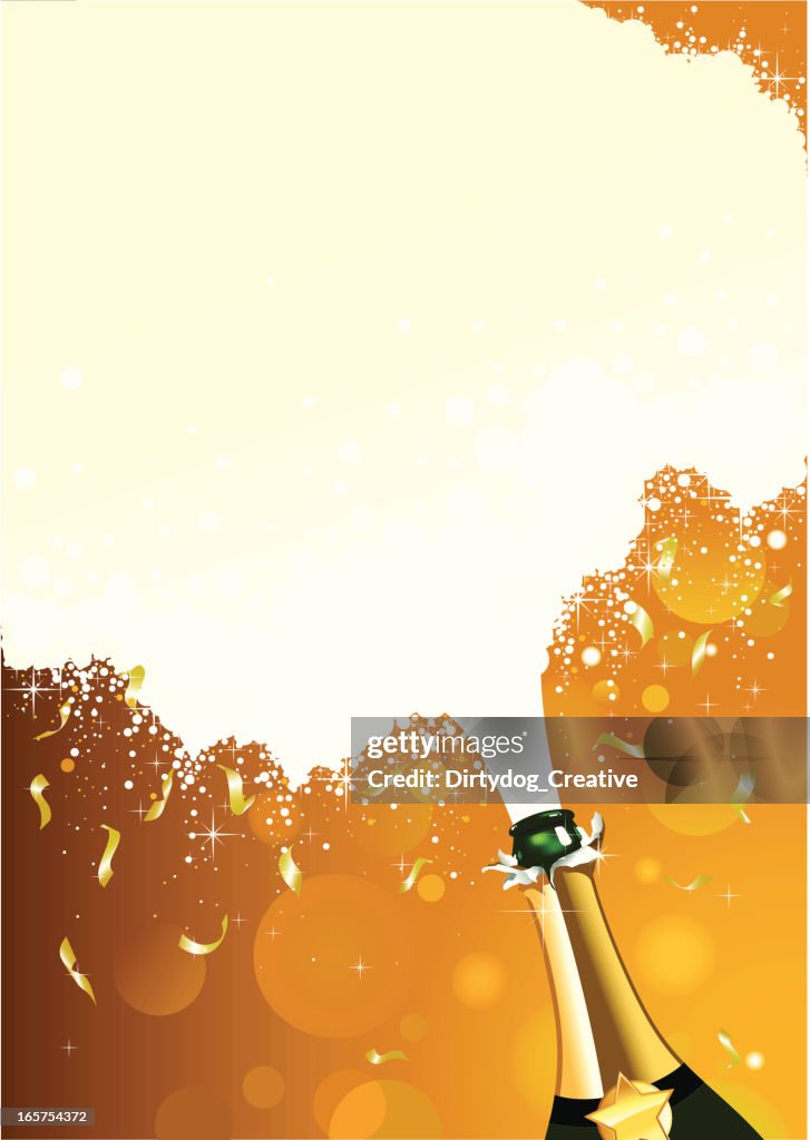 Champagne Celebration with fizz and confetti