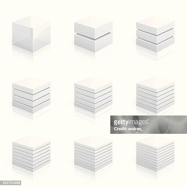stockillustraties, clipart, cartoons en iconen met layered cubes divided into two to nine rows - cube