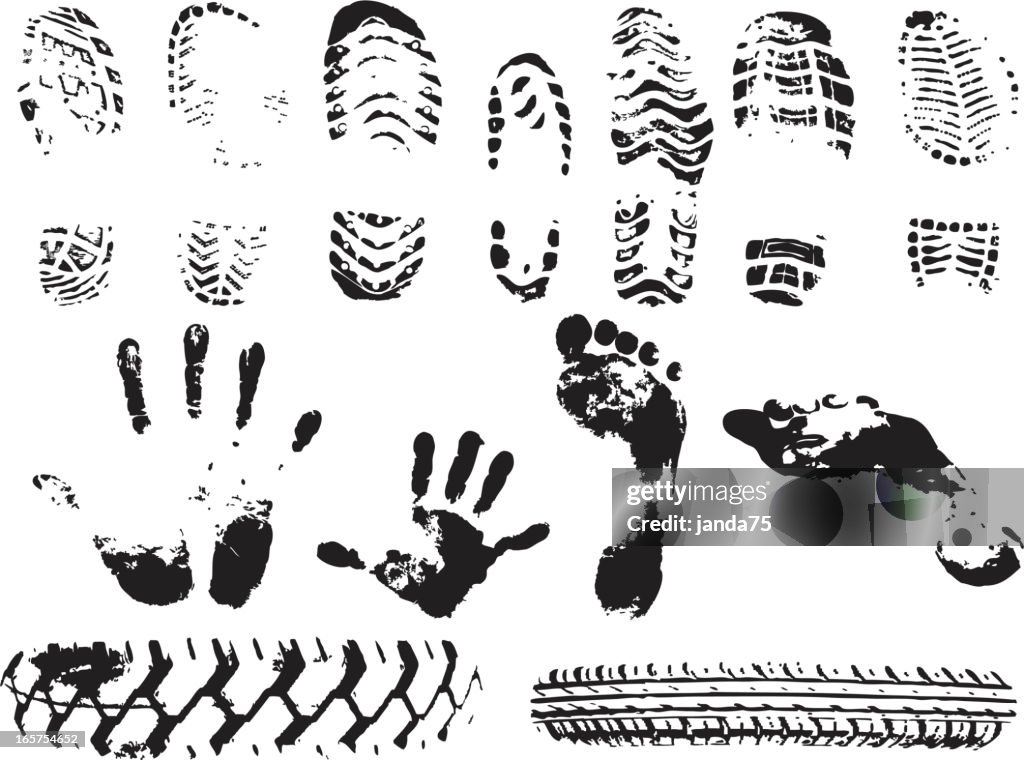 Vector boot print and grunge dirt Tracks