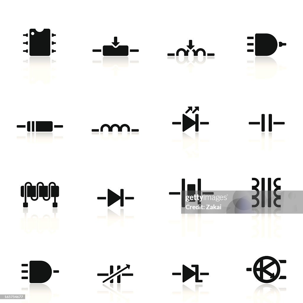 Electronic Components Icon Set | Simple Collection