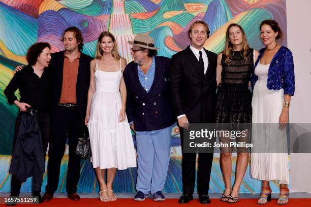 Cy Schnabel, Louise Kugelberg, Julian Schnabel, Olmo Schnabel, Stella Schnabel and Lola Schnabel attend a red carpet for the movie "Pet Shop Days" at...