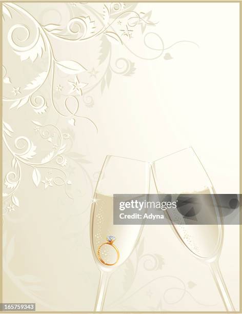 champagne with ring - diamond ring stock illustrations