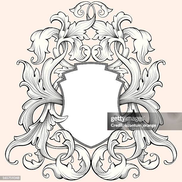 coat of arms - stich stock-grafiken, -clipart, -cartoons und -symbole