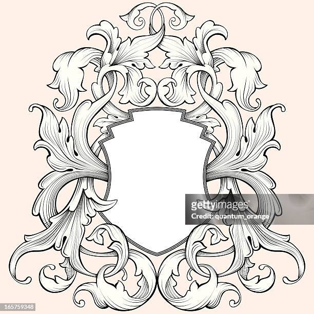 coat of arms - etching stock illustrations
