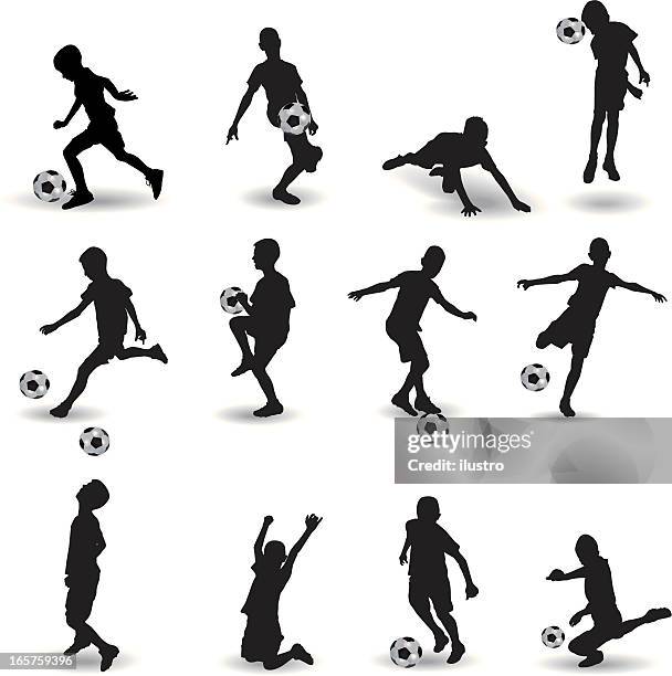 soccer school - long jump stock illustrations