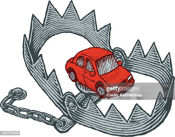 automobile or car trap - car stuck stock illustrations