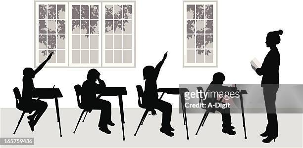 early grade vector silhouette - school building silhouette stock illustrations