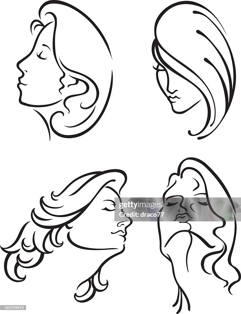 Female Head Line Art