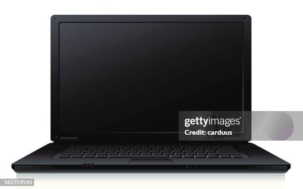 black laptop - computer keyboard dark stock illustrations