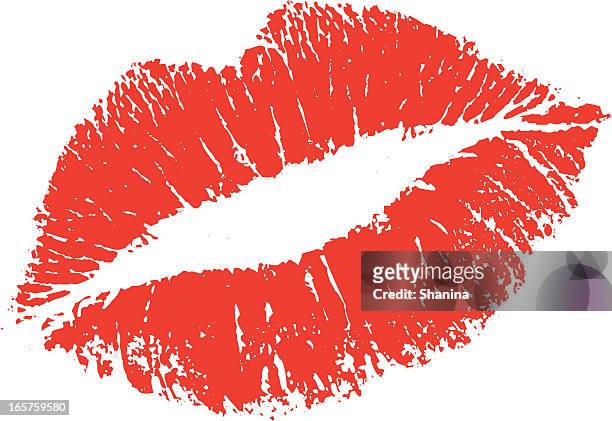 ilustrações, clipart, desenhos animados e ícones de beijo de batom forma - kiss lips