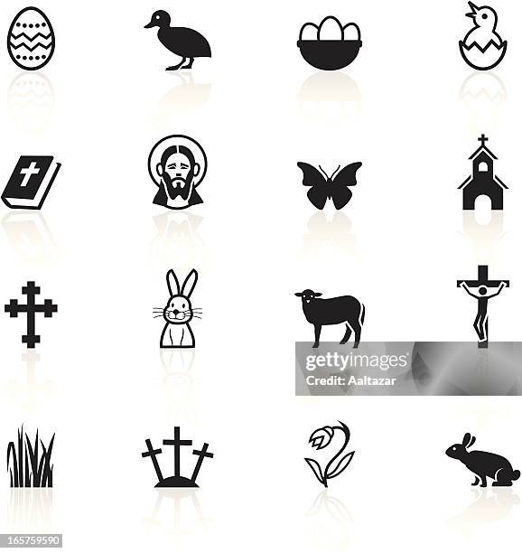 bildbanksillustrationer, clip art samt tecknat material och ikoner med black symbols - easter - vit lamm