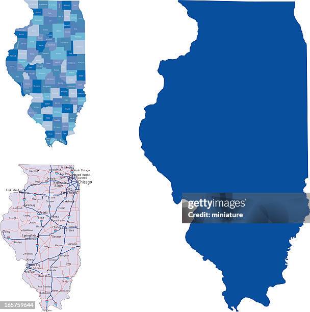 illinois - illinois map stock illustrations