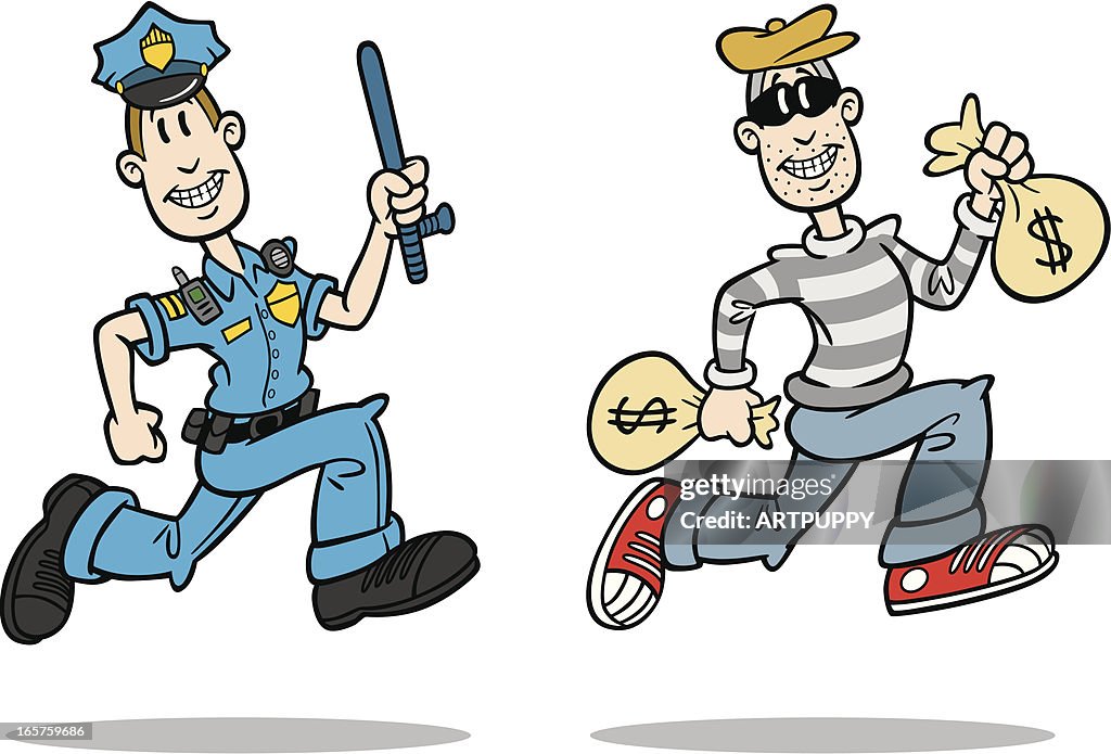 Cartoon Cop And Crook