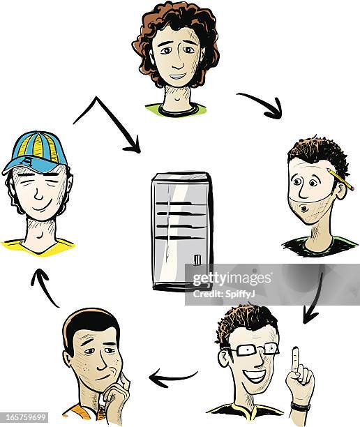 networking servers - server technician stock illustrations