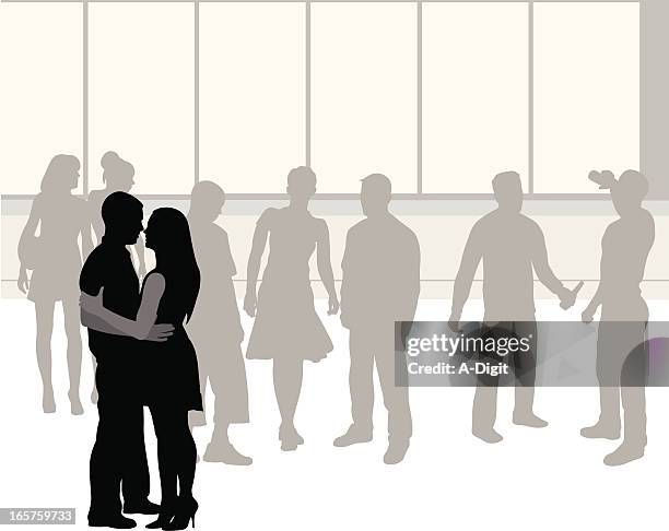 good timing vector silhouette - couple drinking stock illustrations