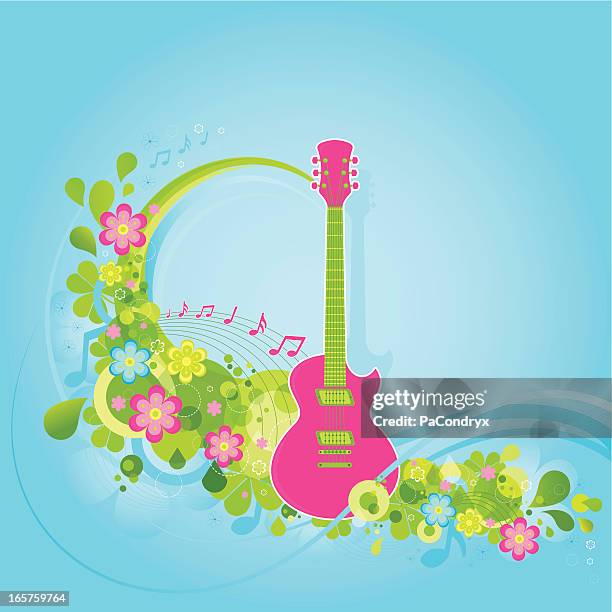 summer music guitar - music notes background stock illustrations