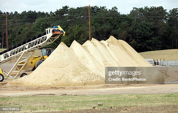 wisconsin frac sand mine pile - sand pile stock pictures, royalty-free photos & images