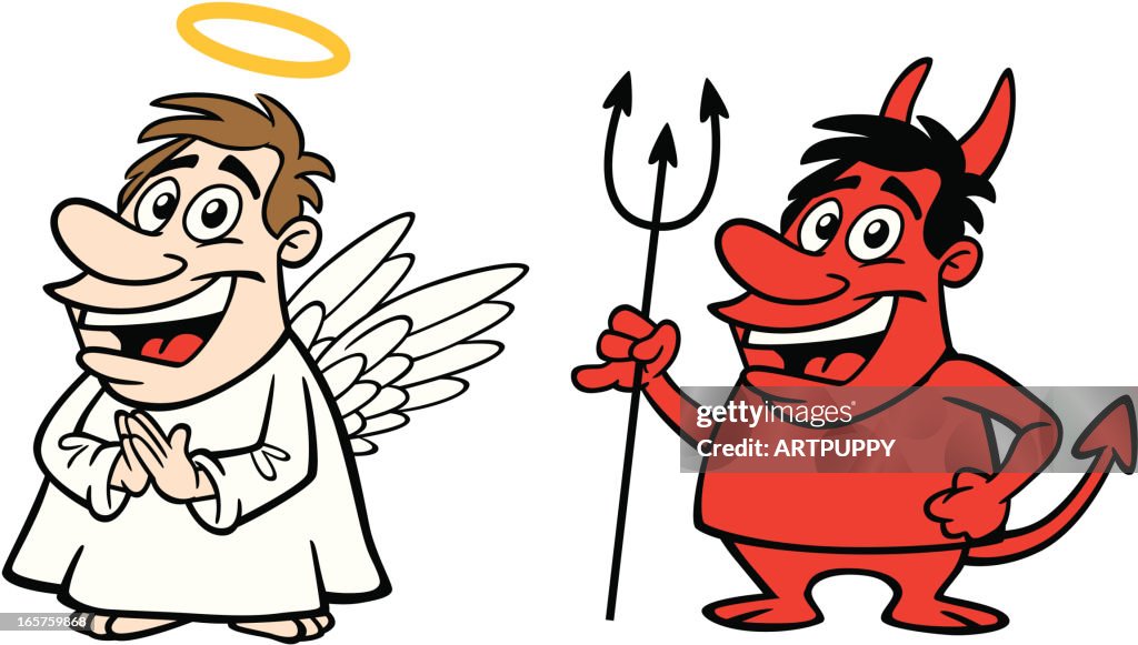 Cartoon Angel and Devil