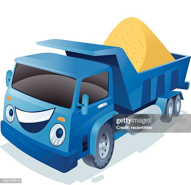 ilustraciones, imágenes clip art, dibujos animados e iconos de stock de dumper truck en estilo de dibujos animados - dump truck cartoon