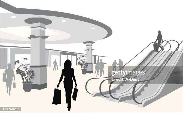 escalation vector silhouette - shopping mall interior stock illustrations