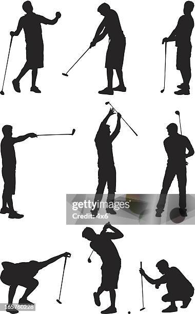 guys golfing - follow through stock illustrations