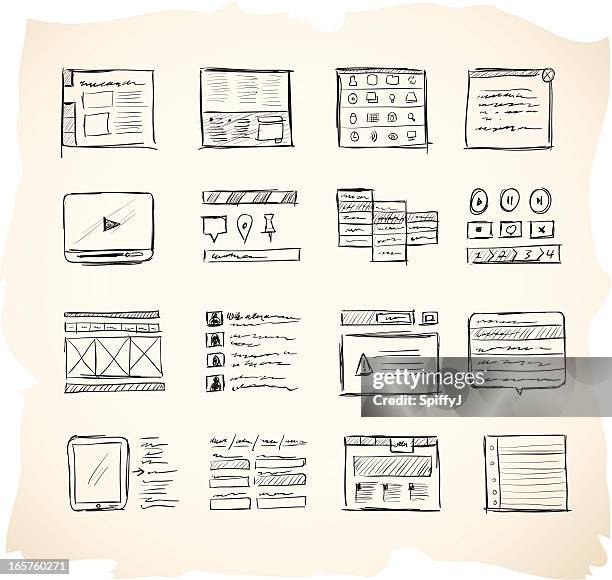 bildbanksillustrationer, clip art samt tecknat material och ikoner med wireframing icons 2 - wireframe