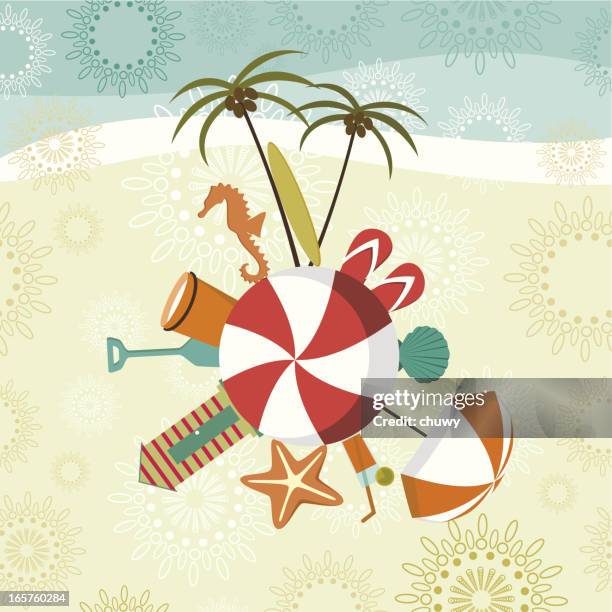 summer and beach motifs - spring break stock illustrations