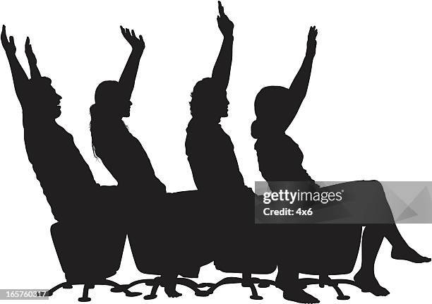 arms up pretend roller coaster ride - footstool stock illustrations