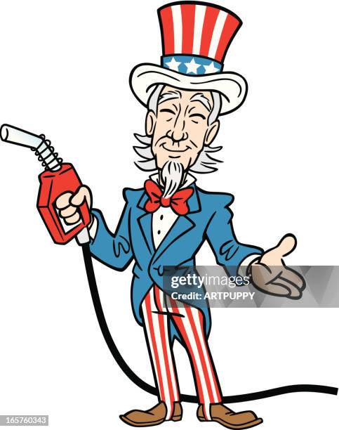 uncle sam with gas - gas distribution stock illustrations