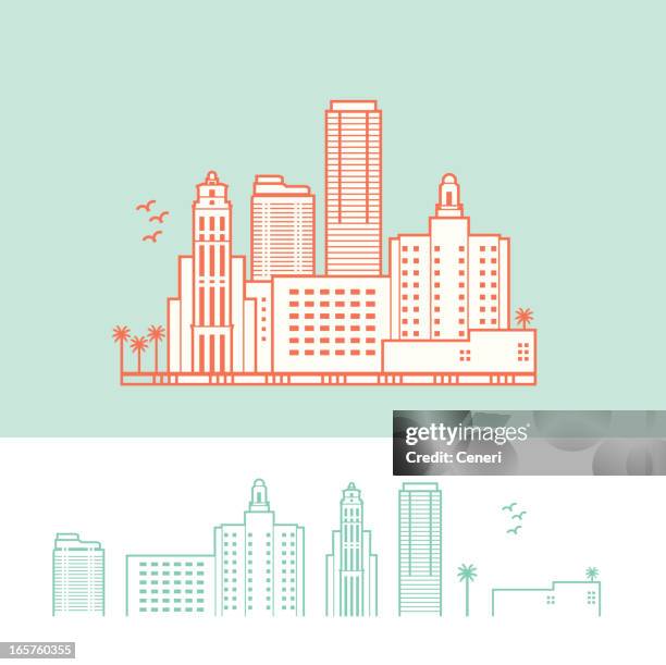 stockillustraties, clipart, cartoons en iconen met cityscape of miami, florida, usa - miami