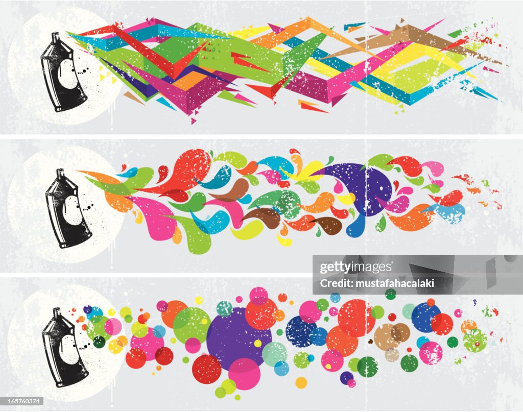 Colourful abstract graffiti banners
