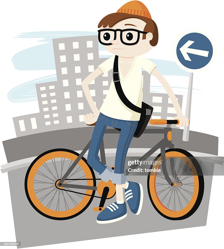 Hipster mit Fahrradmotiv