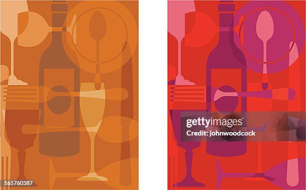 dining pattern two - wineglass stock illustrations