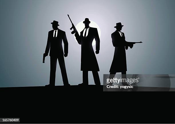 drei mafia - maschinengewehr stock-grafiken, -clipart, -cartoons und -symbole