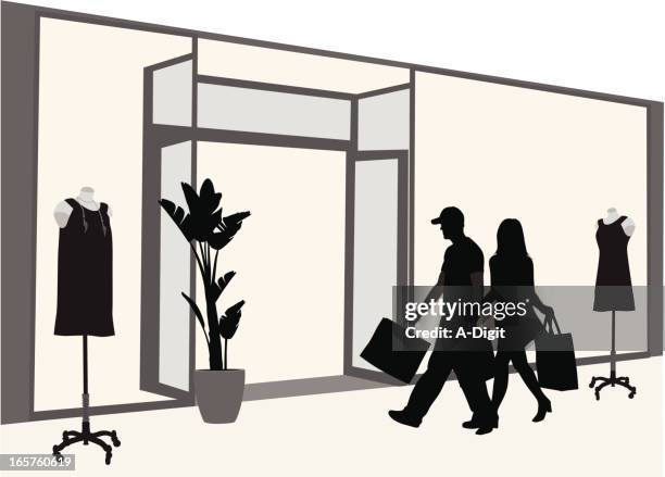 ilustraciones, imágenes clip art, dibujos animados e iconos de stock de pareja'shoppin - dress mannequin cartoon