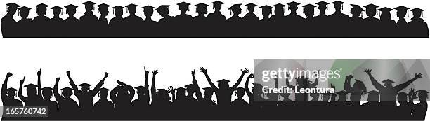 graduates (people complete down to the waste) - graduation gown stock illustrations