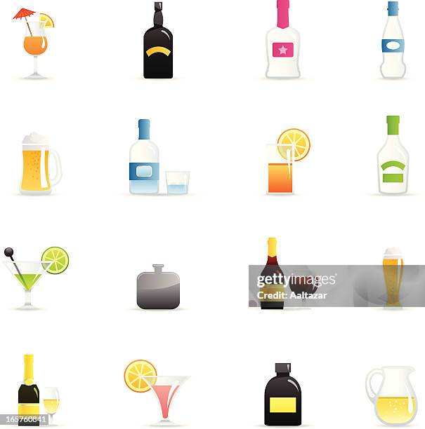 color icons - alcohol - vodka drink stock illustrations