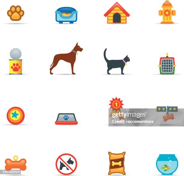 bildbanksillustrationer, clip art samt tecknat material och ikoner med icon set, pets color - bortskämda djur