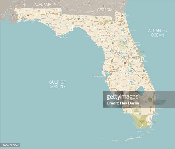 florida state map - gulf coast states stock illustrations