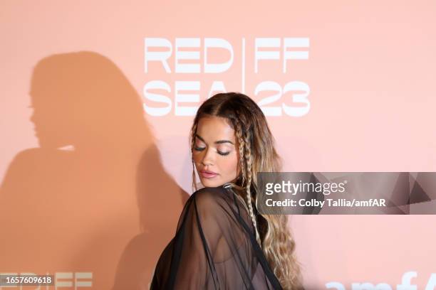 Rita Ora attends the amfAR gala Venezia 2023 presented The Red Sea International Film Festival on September 03, 2023 in Venice, Italy.