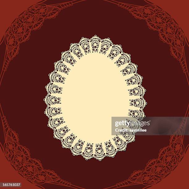 egg doily with chocholate background - lace doily stock illustrations